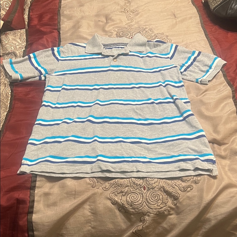 Place Gray and Blue Striped Kids Polo